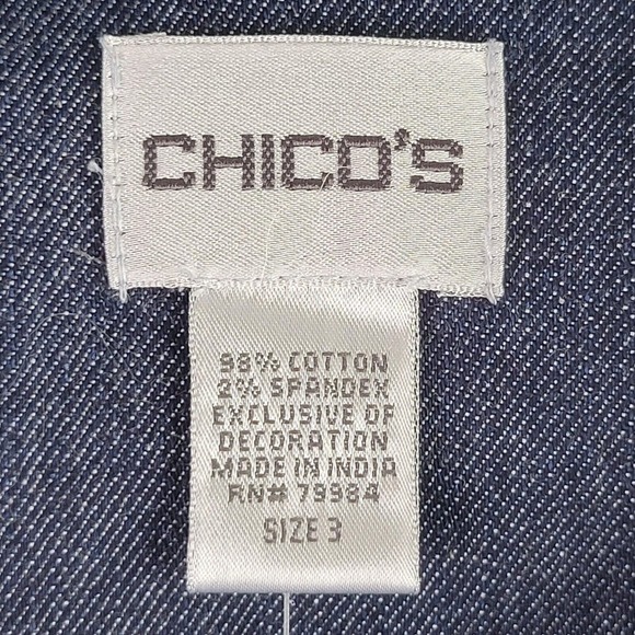 Chicos Denim Jean Jacket Size 3 US 16 XL Womens Sequin Embellished Blue New - Picture 7 of 12